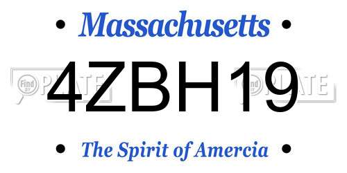 4ZBH19 Massachusetts License Plate
