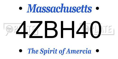 4ZBH40 Massachusetts License Plate