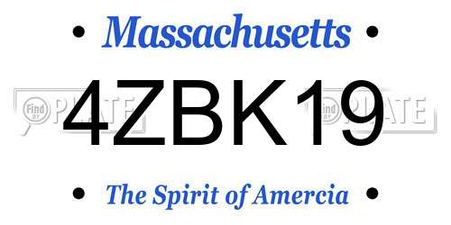 4ZBK19 Massachusetts License Plate