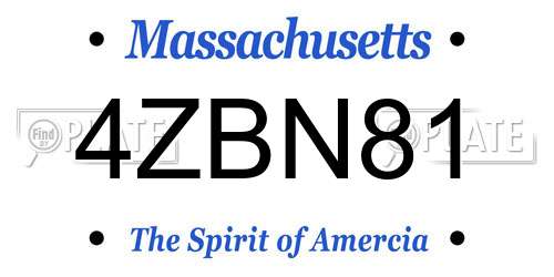 4ZBN81 Massachusetts License Plate