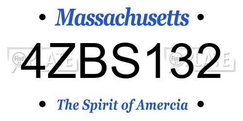 4ZBS132 Massachusetts License Plate