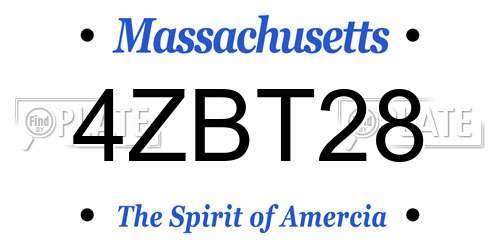 4ZBT28 Massachusetts License Plate