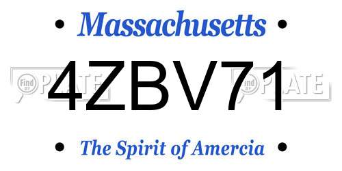 4ZBV71 Massachusetts License Plate