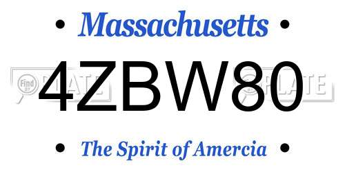 4ZBW80 Massachusetts License Plate