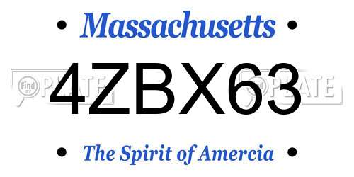 4ZBX63 Massachusetts License Plate