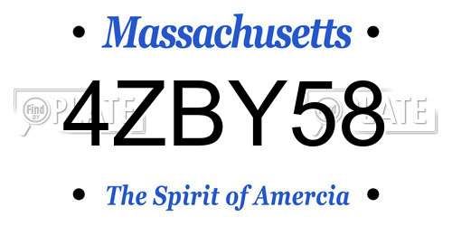 4ZBY58 Massachusetts License Plate