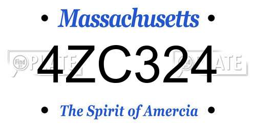 4ZC324 Massachusetts License Plate