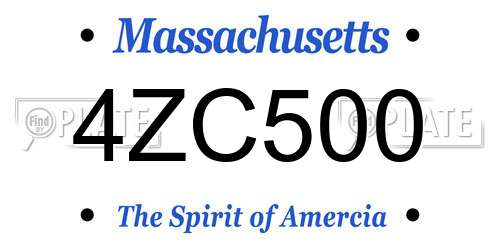 4ZC500 Massachusetts License Plate