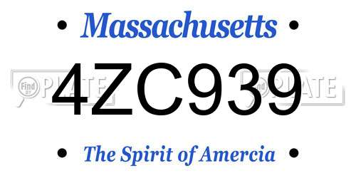 4ZC939 Massachusetts License Plate