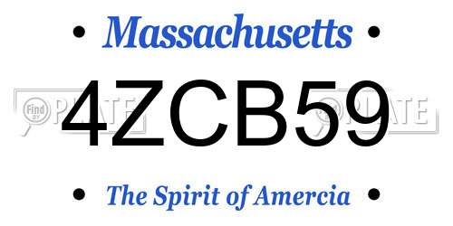 4ZCB59 Massachusetts License Plate