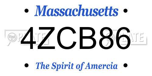 4ZCB86 Massachusetts License Plate