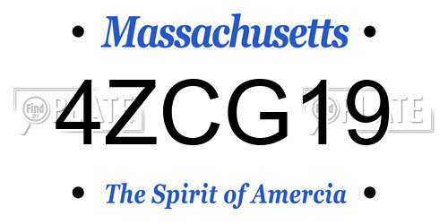 4ZCG19 Massachusetts License Plate