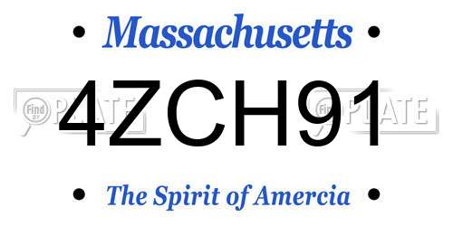 4ZCH91 Massachusetts License Plate