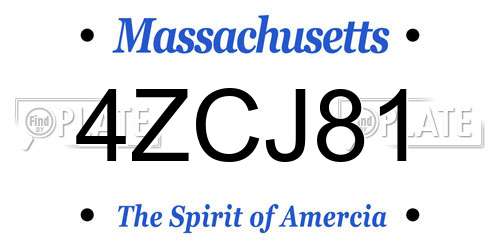 4ZCJ81 Massachusetts License Plate