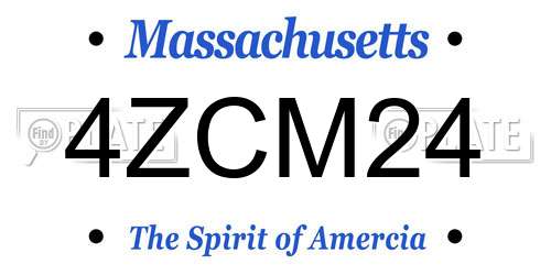 4ZCM24 Massachusetts License Plate