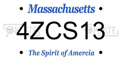 4ZCS13 Massachusetts License Plate