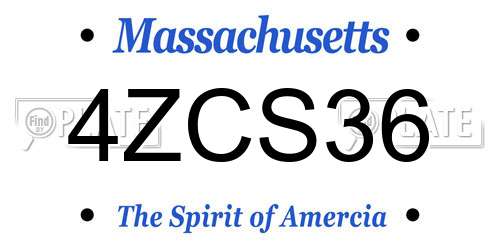4ZCS36 Massachusetts License Plate