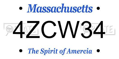 4ZCW34 Massachusetts License Plate