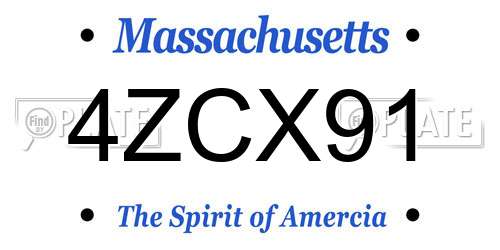 4ZCX91 Massachusetts License Plate