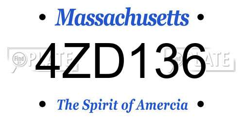 4ZD136 Massachusetts License Plate