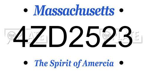 4ZD2523 Massachusetts License Plate