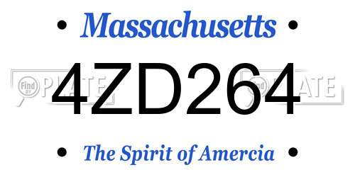 4ZD264 Massachusetts License Plate