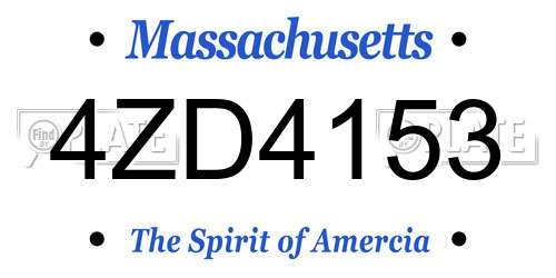 4ZD4153 Massachusetts License Plate