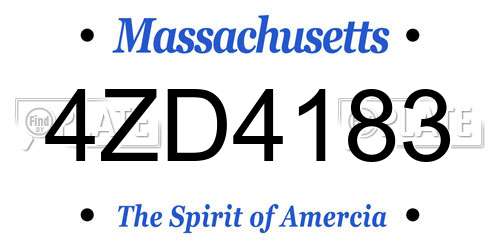 4ZD4183 Massachusetts License Plate