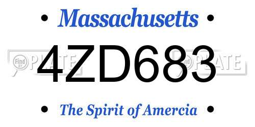 4ZD683 Massachusetts License Plate
