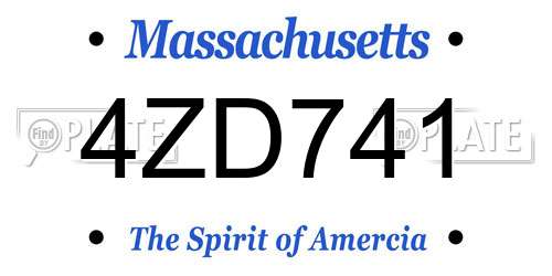 4ZD741 Massachusetts License Plate