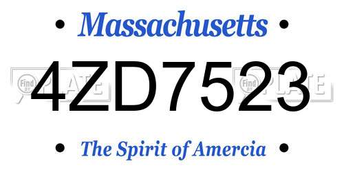 4ZD7523 Massachusetts License Plate
