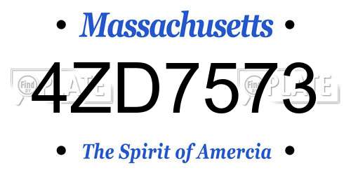4ZD7573 Massachusetts License Plate
