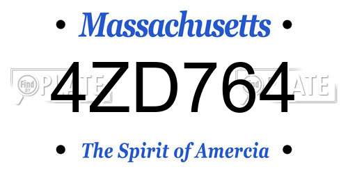 4ZD764 Massachusetts License Plate