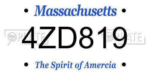 4ZD819 Massachusetts License Plate