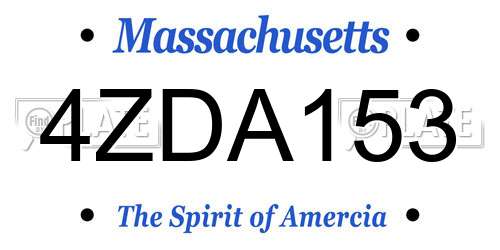 4ZDA153 Massachusetts License Plate