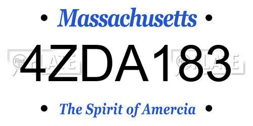4ZDA183 Massachusetts License Plate