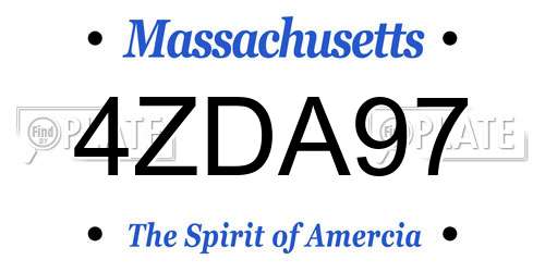 4ZDA97 Massachusetts License Plate