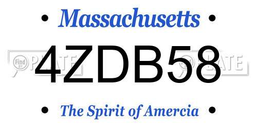 4ZDB58 Massachusetts License Plate