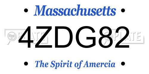 4ZDG82 Massachusetts License Plate