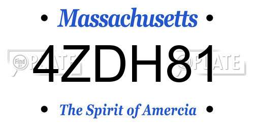 4ZDH81 Massachusetts License Plate