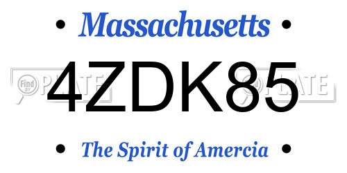 4ZDK85 Massachusetts License Plate