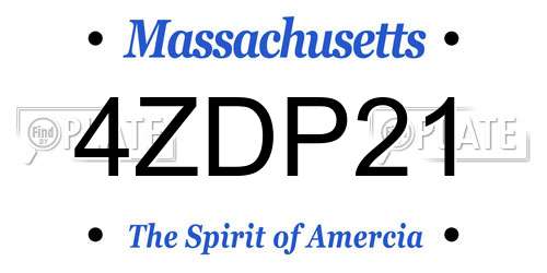 4ZDP21 Massachusetts License Plate