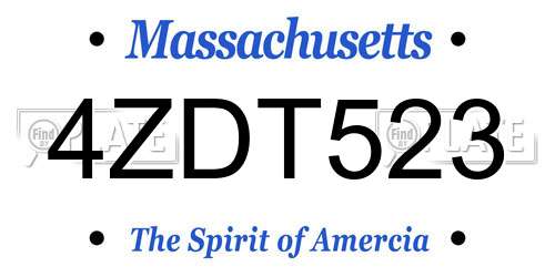 4ZDT523 Massachusetts License Plate