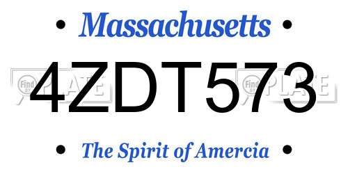 4ZDT573 Massachusetts License Plate