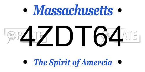 4ZDT64 Massachusetts License Plate