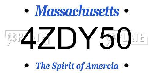 4ZDY50 Massachusetts License Plate