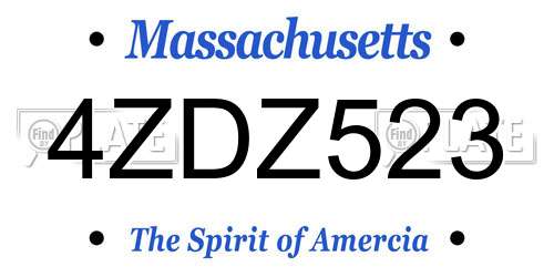 4ZDZ523 Massachusetts License Plate