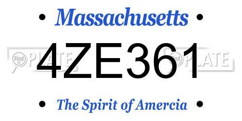 4ZE361 Massachusetts License Plate