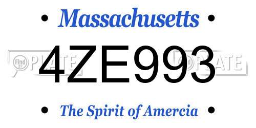 4ZE993 Massachusetts License Plate