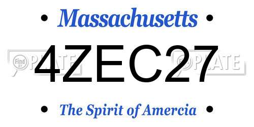 4ZEC27 Massachusetts License Plate